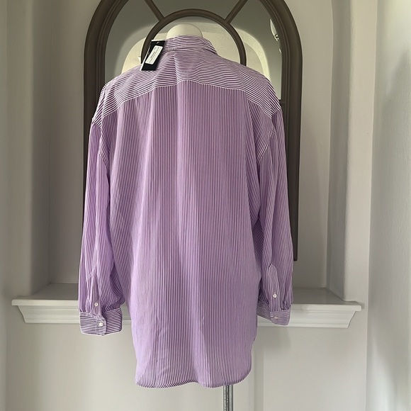 Lauren Ralph Striped Broadcloth Shirt in Lavender, Size XL New w/Tag - Picture 8 of 12